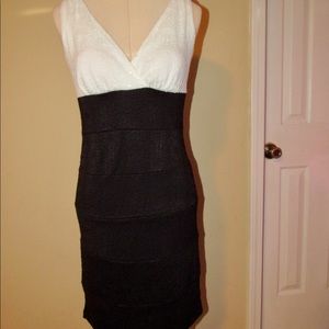 Black and whit color block dress